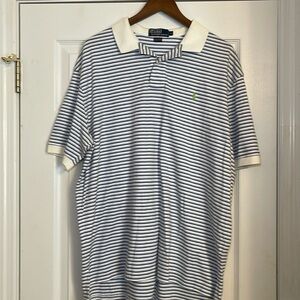 Polo by Ralph Lauren Navy and White Striped Polo Shirt XL